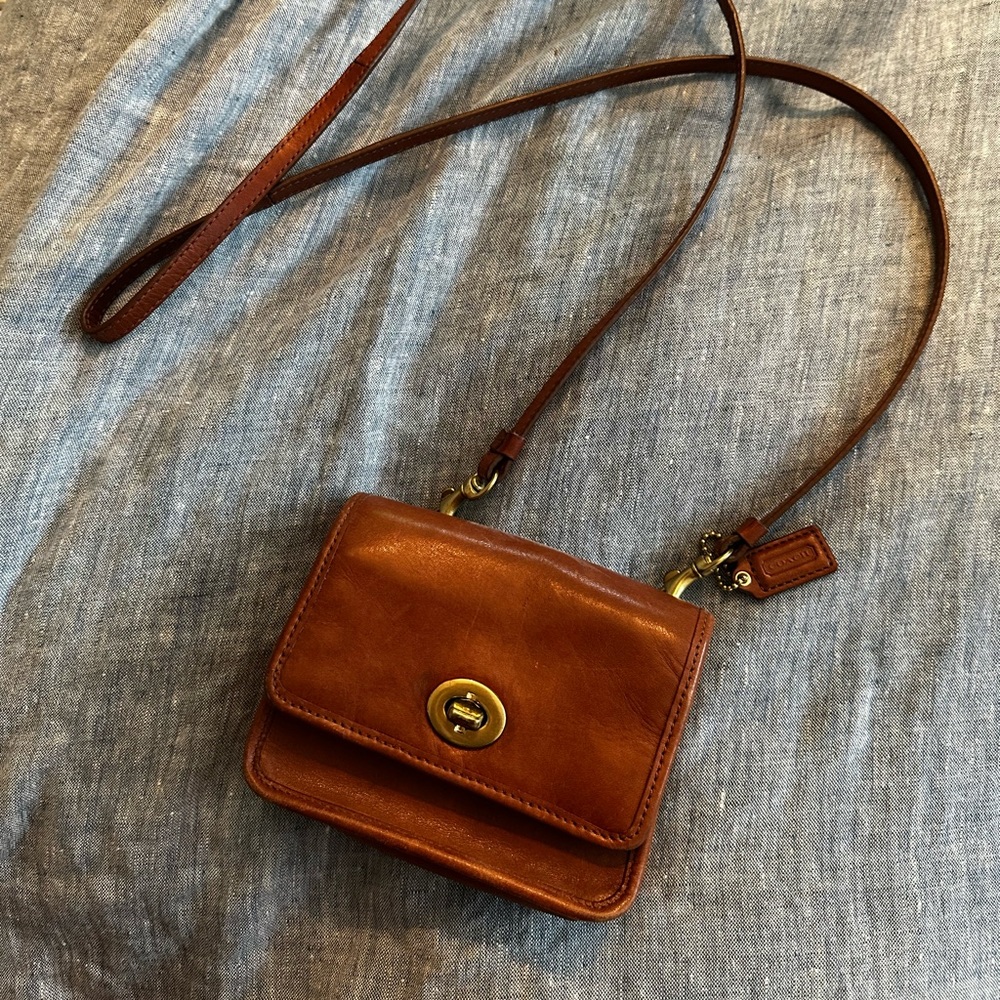 Brown leather Coach cross body